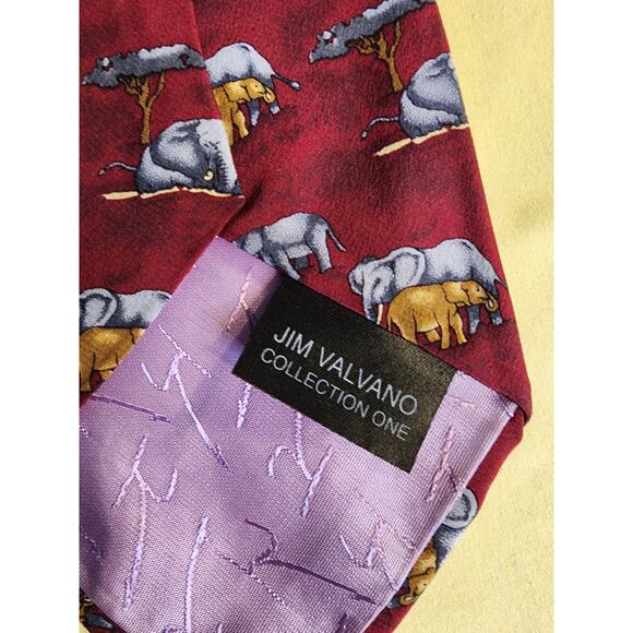 Jimmy V Foundation Men's 100% Silk Neck Tie-Red with Elephants-Jim Valvano - Picture 4 of 5